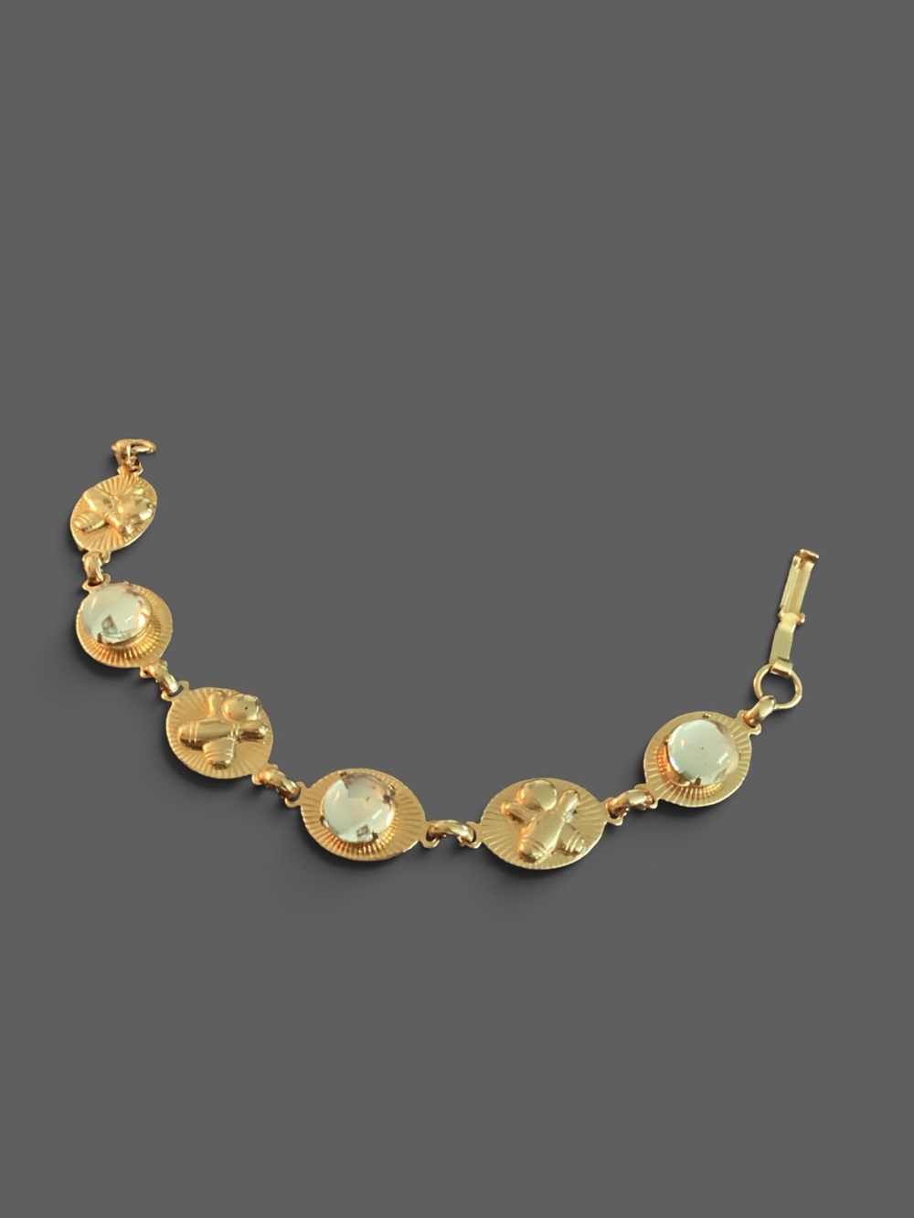 Gold Tone Bowling Theme Bracelet